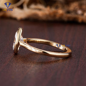 Lab-Stone 1,51 TDW Anillo de oro amarillo con diamante de corte ovalado Elegancia clásica Color DE LA EF-VS - Product Image 3