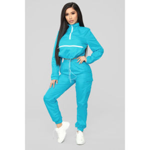 Ensemble assorti décontracté Jogger Set femmes deux pièces tenue vêtements surdimensionné fermeture éclair et Jogger ensemble lâche femmes coupe-vent survêtement - Product Image 1
