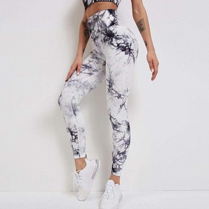 Women's Custom High Waist Gym Yoga Tights Seamless Solid Pattern Fitness <b>Leggings</b> with <b>Pockets</b> Mid Waist Style No Logo Required - Product Image 5