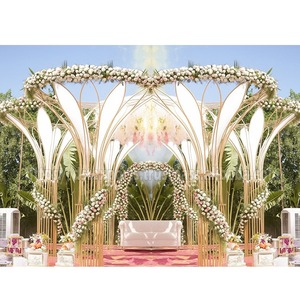 Palmier moderne en métal Mandap pour les mariages en plein air Destination Beach Side Metal Floral Tree Style Mandap Metallic Decoration UK - Product Image 1