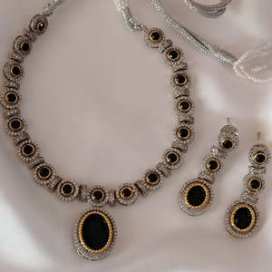 Latest Stainless Steel <b>Bridal</b> Rhinestone <b>Jewelry</b> <b>Set</b> with Necklace and Earrings Silver Plated Import Quality for Wholesale - Product Image 6