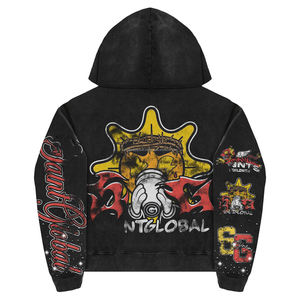 ชุดวอร์มผ้าฝ้ายคุณภาพสูงแบบกำหนดเองสำหรับผู้ชาย เสื้อฮู้ดดี้และกางเกงจ็อกเกอร์ ชุดฮู้ดดี้โอเวอร์ไซส์แบบสวมหัว กางเกงวอร์มแบบซักแล้ว ชุด 2 ชิ้นสำหรับผู้ชาย - Product Image 4