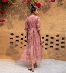 เดรสพิมพ์ลายผู้หญิงสำหรับฤดูร้อนปี 2023 ดีไซน์ระบายเป็นมิตรกับสิ่งแวดล้อม ขายดี ทรงเอวธรรมชาติ เทคนิคการทอ - Product Image 4