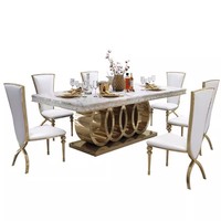 Sofa-Set Wohnzimmermöbel Kommerzieller Schönheitssalon Antiker Großer Edelstahl-Esstisch-Set 6-Sitzer für Villa und Zuhause
