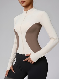 Solid Color Gym Fitness <b>Jacket</b> Yoga With Pockets Morning <b>Workout</b> White Yoga <b>Jacket</b> Quick-Dry Slim Yoga <b>Jacket</b> - Product Image 2