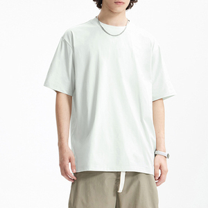 Design personnalisé T-shirts pour hommes T-shirt uni Streetwear T-shirt à col rond côtelé respirant et surdimensionné pour hommes - Product Image 1