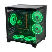 Pcooling casing game Pc casing Gamer Pc kustom m-atx/mini-itx Mid Tower kaca Tempered warna hitam casing komputer