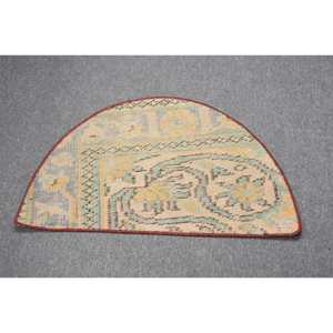 2.5x1.5 ft Turkish Vintage Rug, Round Rug, <b>Yellow</b> Ikat Rug - Product Image 1