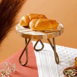 Base Redonda para Pastel de Madera y Metal de Alta Calidad, Soporte para Postres en Oferta para Bodas, Cumpleaños, Decoración de Cupcakes, Resina Moderna - Product Image 1