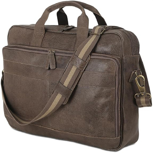 Sac messager vintage en cuir marron grande capacité, sac à bandoulière avec fermeture éclair et sangle amovible en coton pour le voyage - Product Image 5