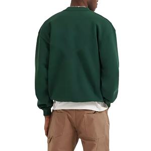 Sudaderas con capucha con parches desgastados Terry de algodón verde oscuro, Sudadera de cuello redondo para hombre, sudadera recortada, sudaderas con capucha boxy fit - Product Image 2