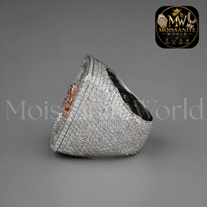Bague pour homme en argent sterling certifiée luxe, entièrement pavée de moissanite, avec lettre en or et rubis pavés, bijoux hip-hop - Product Image 4