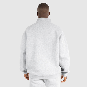 Sweat-shirt thermique à demi-zip surdimensionné pour homme avec logo personnalisé en gros, saison automne-hiver, épaules tombantes, pull en polaire 100% coton - Product Image 2