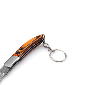 Llaveros de cuchillo de bolsillo plegable de acero de Damasco multifunción mango de madera pakka con llaveros de cuchillos de trabajo hechos a mano - Product Image 5