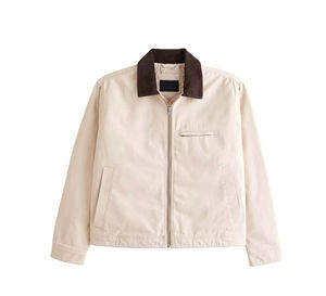 Chaqueta de trabajo de lona personalizada OEM para hombre, chaqueta de trabajador con forro acolchado de alta calidad, chaqueta de trabajo de lona de algodón con cremallera personalizada para hombre - Product Image 1