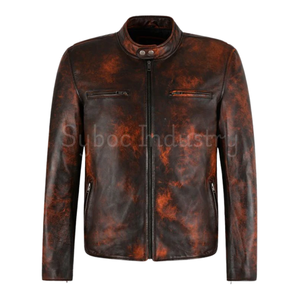 Napa แจ็คเก็ตขี่จักรยานหนังวินเทจสำหรับผู้ชายแจ็คเก็ตขี่มอเตอร์ไซค์หนังแท้ทรงบางพอดีตัวออกแบบได้ตามต้องการ - Product Image 1