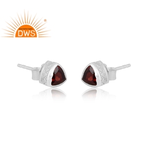 Hot Selling Fine Sterling Silver Natural Garnet Gemstone <b>Drop</b> <b>Earrings</b> Gold Plated Bezel Setting Custom Jewelry for Gift Party - Product Image 2
