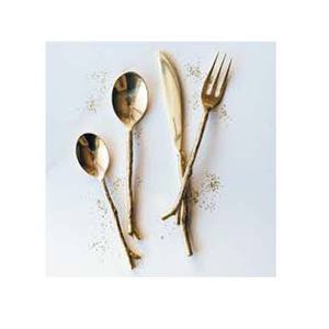 New Luxury Modern <b>Gold</b> Polished Portugal <b>Cutlery</b> <b>Set</b> with Thin Branched Design Handle Utensil <b>Cutlery</b> <b>Set</b> - Product Image 1