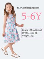 Lot de 5 jolies robes d'été pour filles, 100 % coton/polyester, sans manches, longueur cheville, jupe évasée, extensibilité moyenne, écologiques