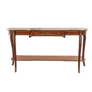 Mesa Consola Francesa Clásica con Estante Inferior, Madera Artesanal y Detalles Elegantes de Latón para Espacios Interiores de Lujo - Product Image 2