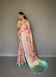 Mousseline de soie de créateur indienne traditionnelle fantaisie impression numérique travail Saree Blouse fabricant et fournisseur indien - Product Image 3