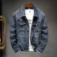 Veste en jean pour homme, veste en denim de couleur unie déchirée, manteaux à la mode, vêtements d'extérieur avec plusieurs poches