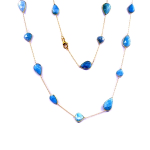 Party Wear 925 Sterling Silver Asequible Low MOQ Proveedor de joyas Larimar Gemstone Collar de cadena larga - Product Image 2