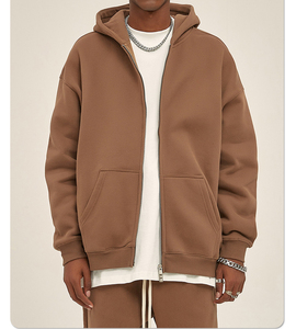 Sudadera con capucha con cremallera Logotipo de impresión personalizado 350gsm Peso pesado Sudadera con capucha con cremallera completa para hombres Sudadera con capucha con cremallera lisa de gran tamaño para hombres - Product Image 3