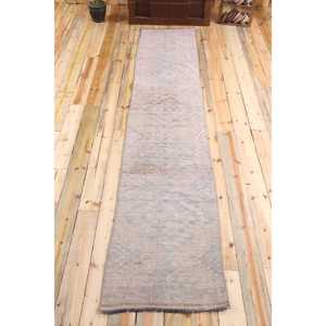 Turkish 2.3x11.1 ft <b>Rug</b>, <b>Runner</b> Vintage <b>Rug</b>, Gray Brown Paisley <b>Rug</b> - Product Image 1