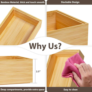 Caja de almacenamiento de bambú rectangular simple, caja de bambú hecha a mano, decoración de mesa natural ecológica para el hogar, venta al por mayor de Vietnam - Product Image 4