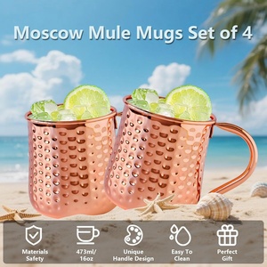 Mug Moscow Mule en cuivre pur, écologique, fait main, finition martelée, poignée soudée, sans revêtement, design vintage, pour usage domestique - Product Image 4