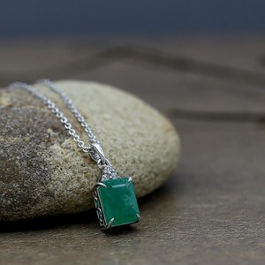 Bonne Qualité Solide 925 Sterling Silver Emerald Cut 7*9mm Nouvelle Arrivée À La Mode Fine Gemstone Pendentif Collier Gemstone Jewelry - Product Image 4