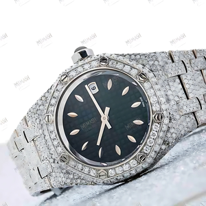 Nouvelle montre de luxe élégante et tendance avec cadran noir de qualité supérieure, diamant moissanite de clarté VVS, coupe ronde, mouvement mécanique analogique - Product Image 5
