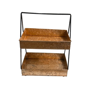 Hot Sale Galvanized Picnic <b>Caddy</b> Organizer for <b>Kitchen</b> Counter Top Outdoor Storage Dining Tableware 2 Tier Storage <b>Caddy</b> - Product Image 4