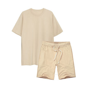 Conjunto básico de chándal de algodón para mujer con camiseta relajada y pantalones cortos con cintura elástica - Product Image 4