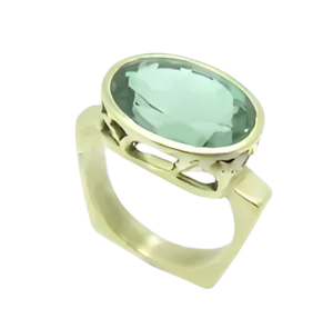 Forme ovale Améthyste Verte Gemme Bague en argent sterling 925 Bague plaquée or pour mariage, fiançailles et anniversaire pour unisexe - Product Image 6