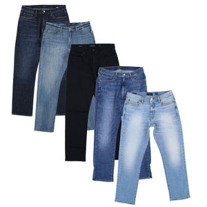 Jeans en denim basique pour homme, coupe droite, délavé, brodé, coton et élasthanne, fabrication ODM, fabriqué au Bangladesh - Product Image 1