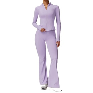 Survêtement pour femmes Course à pied Push Up Workout Sportswear Chemise de sport pour femme 4PCS Yoga Suit Women Gym Set Long Sleeve Zipper Sport Set - Product Image 5