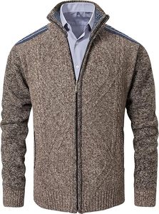 Pull en tricot décontracté pour homme W9592Y Knzhee Industry, anti-rides, anti-bouloches, respirant, fin, 100% coton, ample, uni, hiver - Product Image 2