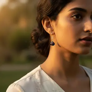 Pendientes de Plata 925 con Baño de Oro Rosa y Ónix Negro en Forma de Lágrima para Regalo de Boda o Fiesta para Mujer - Product Image 1