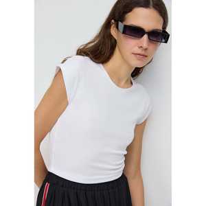 Camiseta Corta Informal de Verano para Mujer, Ajustada, de Manga Corta, Talla XS, Transpirable, de Algodón y Elastano, con Decoración de Letras - Product Image 5