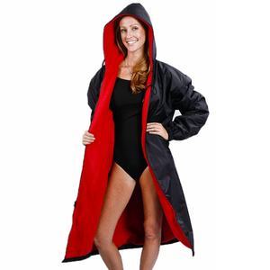 Adult Youth Reversible Hooded Fleece Lined Swim Parka <b>Waterproof</b> Casual Coated <b>Changing</b> <b>Robe</b> Zipper Decoration Plus Size Feature - Product Image 6