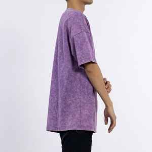 Venta al por mayor camisetas blancas 100% algodón de los hombres de gran tamaño impreso camiseta ácido lavado 275G Unisex Streetwear Hip Hop - Product Image 4