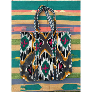Bolsa de Mano Grande Reversible de Terciopelo y Algodón Acolchado Estilo Boho, Ecológica, Sostenible y Resistente para Compras, Playa y Fines de Semana, Color Ocre - Product Image 3