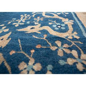 Alfombra de Lana Anudada a Mano Azul Pechino, Diseño Floral Clásico, Rectangular 9x12, Alfombra Hecha a Mano para Sala de Estar o Pasillo - Product Image 3