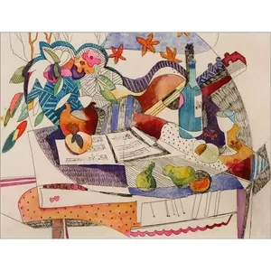 Azulejo de decoración y acento de naturaleza muerta de cerámica de Arte de Warren Cullar para decoración de pared Exterior Interior dormitorio sala de estar modelo WC120AT - Product Image 1