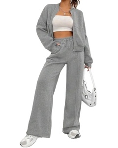 ชุดวอร์มผ้าฝ้ายออร์แกนิคสำหรับผู้หญิงชุดวอร์ม2ชิ้นระบายอากาศได้ดีมีซิปดีไซน์ใหม่ - Product Image 1