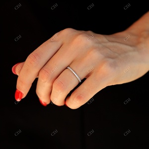 VVS Moissanite แหวนแต่งงานสำหรับผู้หญิงได้รับการรับรองจาก VS เพชรเต็มรูปแบบคลาสสิกเรียบง่ายบางสายเงินสเตอร์ลิง - Product Image 4