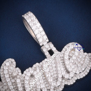 Elegante colgante de LETRA DE Hip Hop en plata de ley 925 con diamantes de moissanita de corte mejorado para ropa de fiesta para hombres - Product Image 2