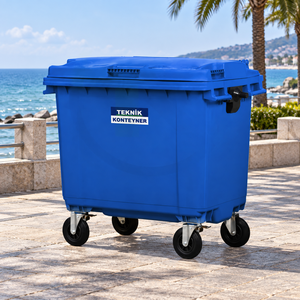 Turkish Manufacturer's 660 LT Blue Plastic Waste Container High Quality Standing Outdoor Garbage <b>Bin</b> - Product Image 3